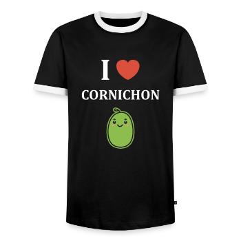 cornichon - T-shirt contrasté Homme - noir/blanc - Devant - AI Model Female 172 light (172cm) & AI Model Male 178 light (178cm)