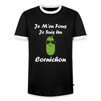 cornichon - T-shirt contrasté Homme - noir/blanc - Devant - AI Model Female 172 light (172cm) & AI Model Male 178 light (178cm)