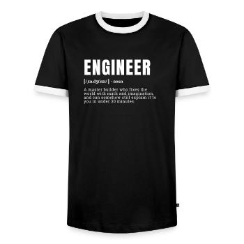 Funny Engineer Dictionary Definition Graphic Occup - Männer Kontrast-T-Shirt - Schwarz/Weiß - Vorne - AI Model Female 172 light (172cm) & AI Model Male 178 light (178cm)