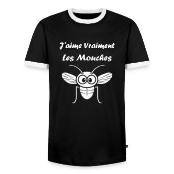 Insecte Citation humour mouche - T-shirt contrasté Homme - noir/blanc - Devant - AI Model Female 172 light (172cm) & AI Model Male 178 light (178cm)