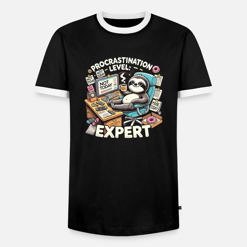 Prokrastination Stufe Experte - Männer Kontrast-T-Shirt - Schwarz/Weiß
