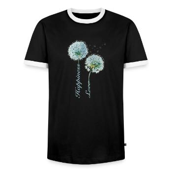Pissenlit, Bonheur, Amour, Design Inspirant - T-shirt contrasté Homme - noir/blanc - Devant - AI Model Female 172 light (172cm) & AI Model Male 178 light (178cm)