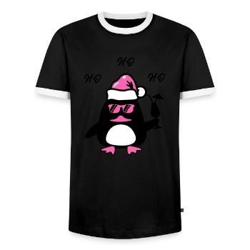 Noël du canard de plage - T-shirt contrasté Homme - noir/blanc - Devant - AI Model Female 172 light (172cm) & AI Model Male 178 light (178cm)