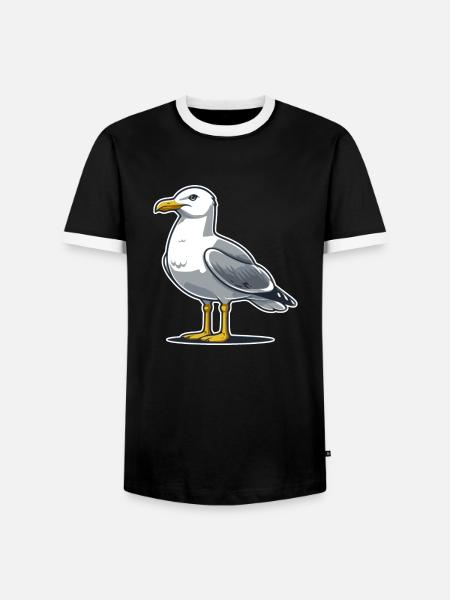Möwe - Männer Kontrast-T-Shirt - Schwarz/Weiß