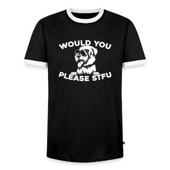 Wheaten Terrier, tais-toi, s’il te plaît, tais-toi - T-shirt contrasté Homme - noir/blanc - Devant - AI Model Female 172 light (172cm) & AI Model Male 178 light (178cm)