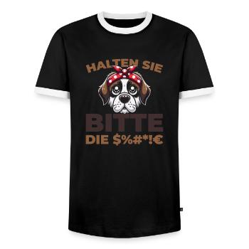 St. Bernards, please shut up - Men's Ringer Shirt - black/white - Front - AI Model Female 172 light (172cm) & AI Model Male 178 light (178cm)