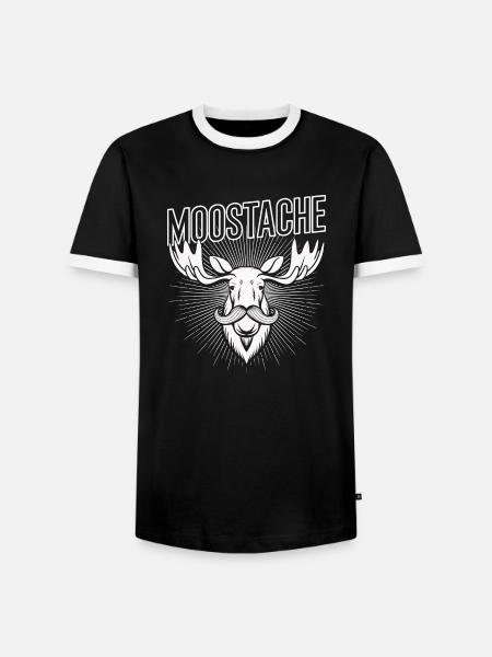 Moustache Bart Bärtig Elch - Männer Kontrast-T-Shirt - Schwarz/Weiß