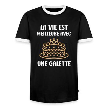 Galette - T-shirt contrasté Homme - noir/blanc - Devant - AI Model Female 172 light (172cm) & AI Model Male 178 light (178cm)