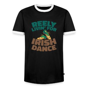 Danse Irlandaise Irischer Tanz - T-shirt contrasté Homme - noir/blanc - Devant - AI Model Female 172 light (172cm) & AI Model Male 178 light (178cm)