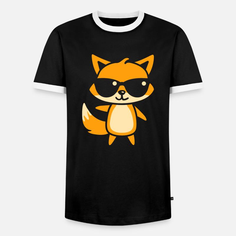 Fuchs 18 - Männer Kontrast-T-Shirt - Schwarz/Weiß
