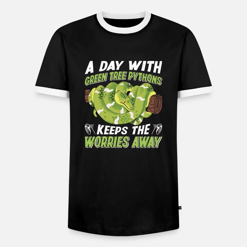 Python arborescent vert - T-shirt contrasté Homme - noir/blanc