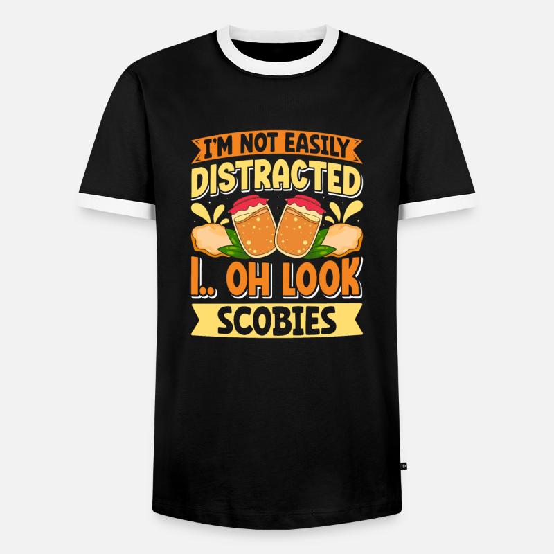 Kombucha Scoby fermented drinks - Men's Ringer Shirt - black/white