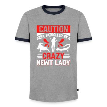 Newt - Men's Ringer Shirt - grey/navy  - Front - AI Model Female 172 light (172cm) & AI Model Male 178 light (178cm)
