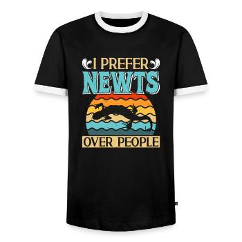 Newt - Men's Ringer Shirt - black/white - Front - AI Model Female 172 light (172cm) & AI Model Male 178 light (178cm)