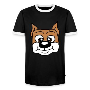 Visage de chien Petit Tête d’animal de compagnie Mignon - T-shirt contrasté Homme - noir/blanc - Devant - AI Model Female 172 light (172cm) & AI Model Male 178 light (178cm)