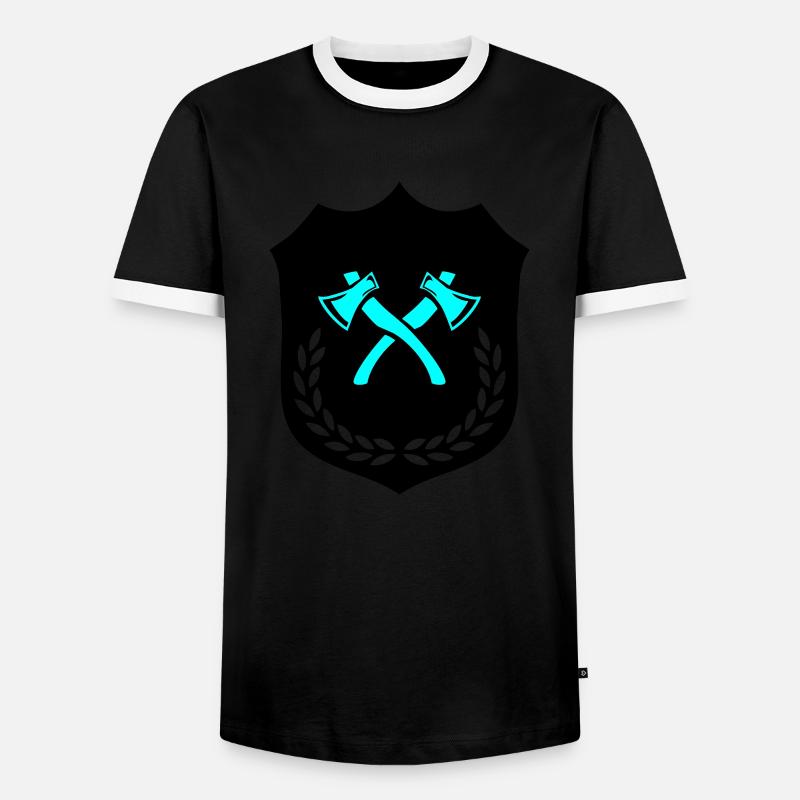 Wappen Axt Äxte - Männer Kontrast-T-Shirt - Schwarz/Weiß