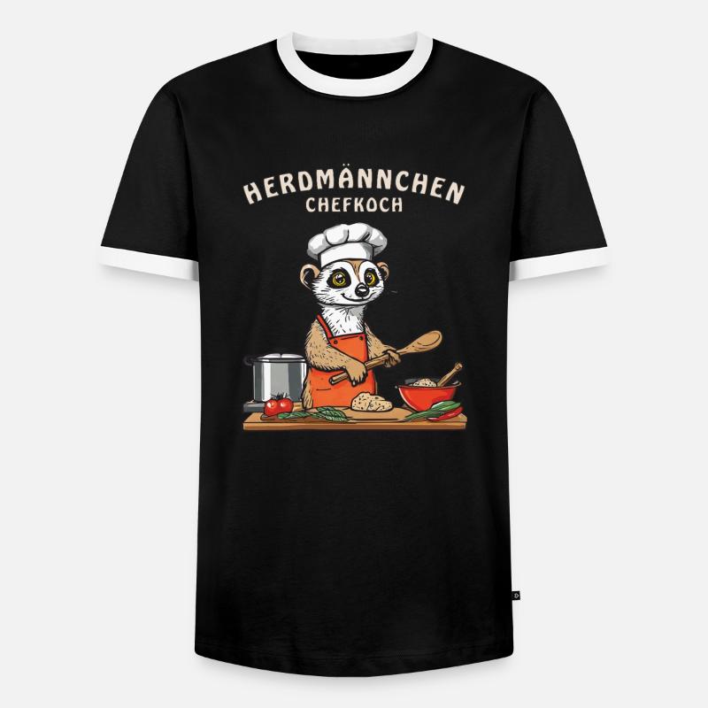 HERDMÄNNCHEN CHEFKOCH - Männer Kontrast-T-Shirt - Schwarz/Weiß