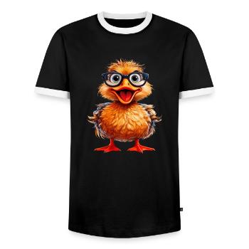 ENTE BRILLE - Männer Kontrast-T-Shirt - Schwarz/Weiß - Vorne - AI Model Female 172 light (172cm) & AI Model Male 178 light (178cm)