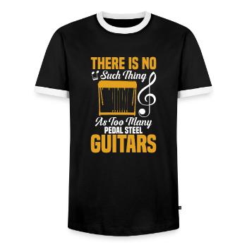 Pedal Steel Guitarist String Instrument Mountain - Men's Ringer Shirt - black/white - Front - AI Model Female 172 light (172cm) & AI Model Male 178 light (178cm)