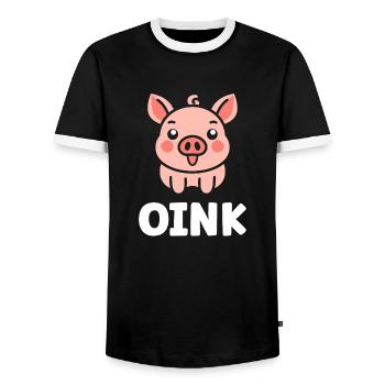 cochon - T-shirt contrasté Homme - noir/blanc - Devant - AI Model Female 172 light (172cm) & AI Model Male 178 light (178cm)