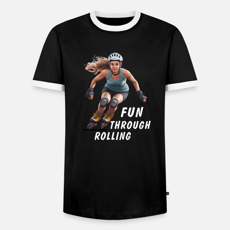 FRAU ROLLSCHUHE FUN THROUGH ROLLING - Männer Kontrast-T-Shirt - Schwarz/Weiß