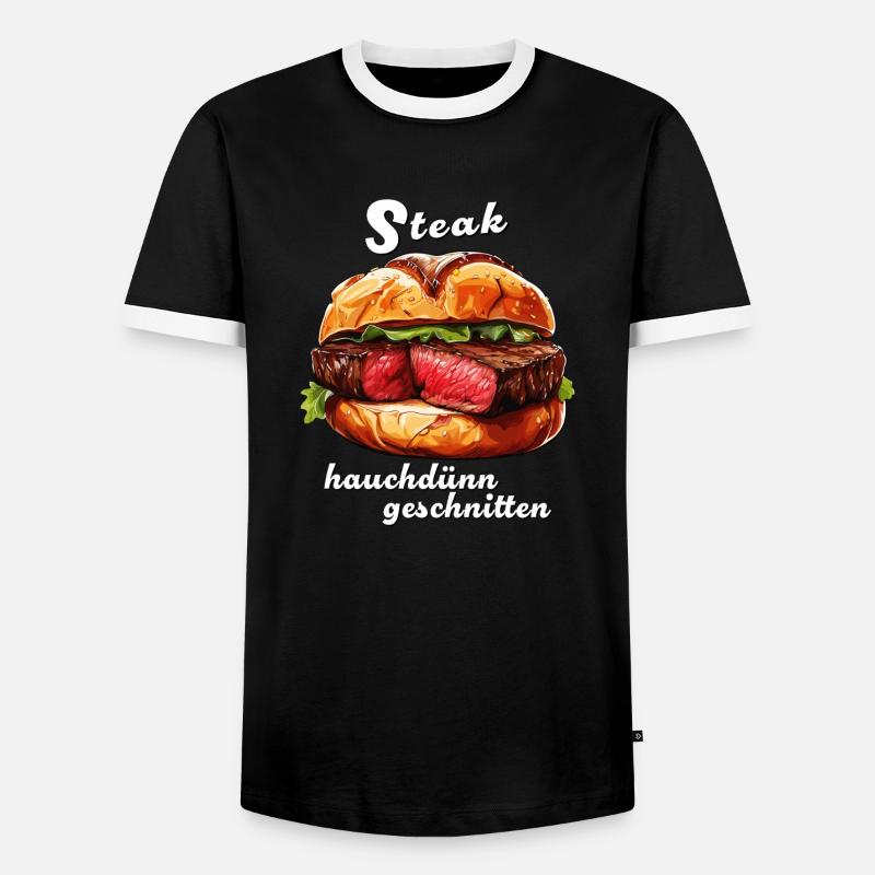 STEAK wafer-thin sliced - Men's Ringer Shirt - black/white