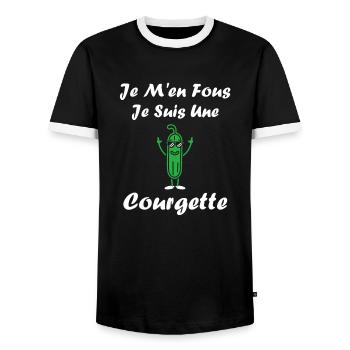 Zucchini-Humor - Männer Kontrast-T-Shirt - Schwarz/Weiß - Vorne - AI Model Female 172 light (172cm) & AI Model Male 178 light (178cm)