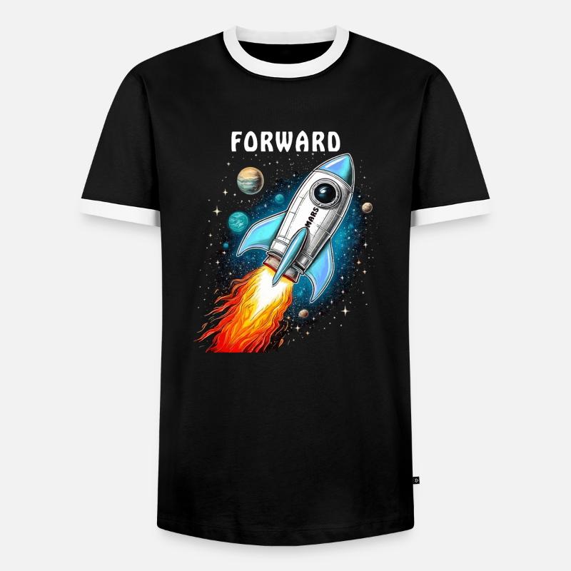 ROCKET MARS FORWARD - Men's Ringer Shirt - black/white