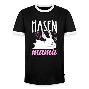 Maman Lapin Cadeau Lapins de Pâques Maman - T-shirt contrasté Homme - noir/blanc - Devant - AI Model Female 172 light (172cm) & AI Model Male 178 light (178cm)