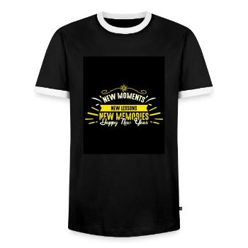 Nouvel An 4 - T-shirt contrasté Homme - noir/blanc - Devant - AI Model Female 172 light (172cm) & AI Model Male 178 light (178cm)