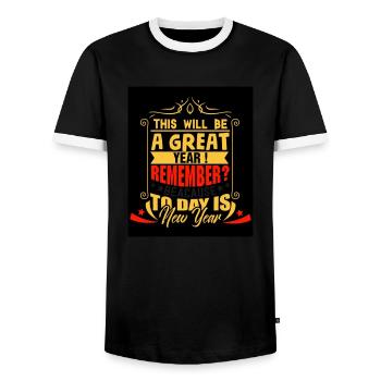Nouvel An 10 - T-shirt contrasté Homme - noir/blanc - Devant - AI Model Female 172 light (172cm) & AI Model Male 178 light (178cm)