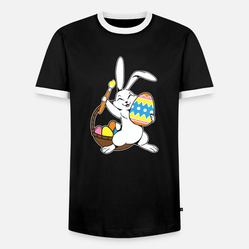 Osterhase Bemalt Ostereiger Eierbemalen Eiersuche - Männer Kontrast-T-Shirt - Schwarz/Weiß
