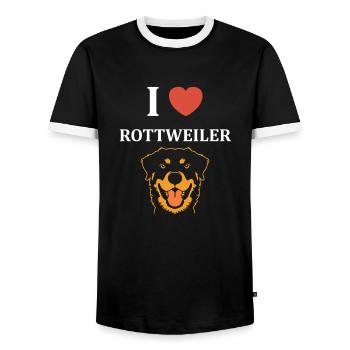 Rottweiler - Men's Ringer Shirt - black/white - Front - AI Model Female 172 light (172cm) & AI Model Male 178 light (178cm)