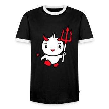 oiseau diable cornes satan trident enfer mal cool - T-shirt contrasté Homme - noir/blanc - Devant - AI Model Female 172 light (172cm) & AI Model Male 178 light (178cm)