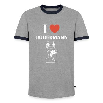 Dobermann - Männer Kontrast-T-Shirt - Grau/Navy  - Vorne - AI Model Female 172 light (172cm) & AI Model Male 178 light (178cm)