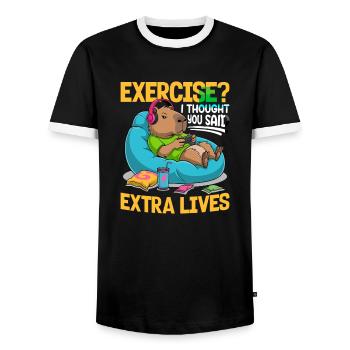 Capybara Gamer Gaming - T-shirt contrasté Homme - noir/blanc - Devant - AI Model Female 172 light (172cm) & AI Model Male 178 light (178cm)