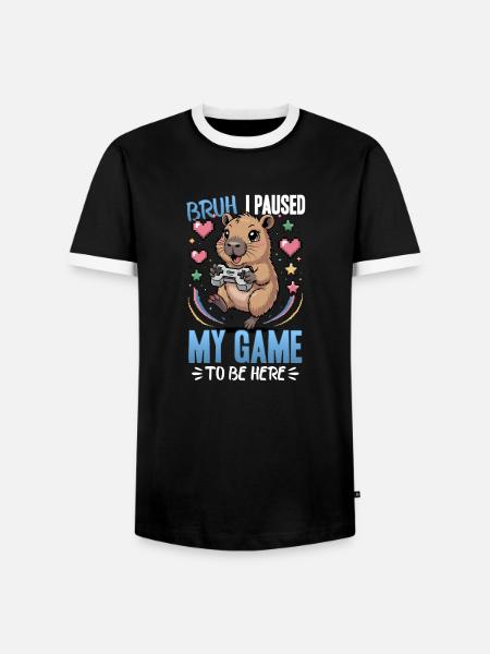Capybara Gamer Gaming - Men's Ringer Shirt - black/white