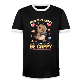 Capybara Gamer Gaming - T-shirt contrasté Homme - noir/blanc - Devant - AI Model Female 172 light (172cm) & AI Model Male 178 light (178cm)
