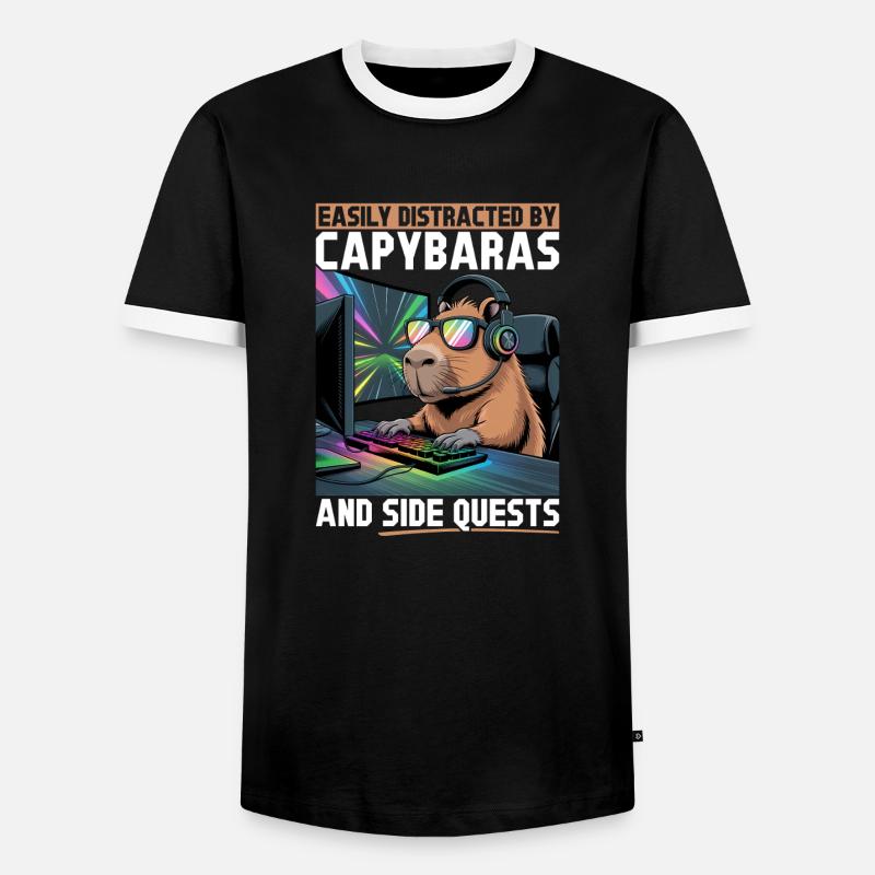 Capybara PC Gamer Gaming - Männer Kontrast-T-Shirt - Schwarz/Weiß