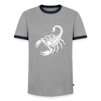 Scorpion - Poisonous Stinger - Species Conservation - Habitat - Men's Ringer Shirt - grey/navy  - Front - AI Model Female 172 light (172cm) & AI Model Male 178 light (178cm)