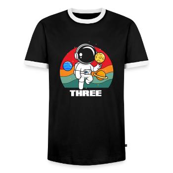 Space adventure for young explorers - Men's Ringer Shirt - black/white - Front - AI Model Female 172 light (172cm) & AI Model Male 178 light (178cm)