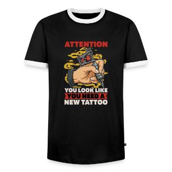 Tattoo Artist Attention You Look Like Tattoo Art - Männer Kontrast-T-Shirt - Schwarz/Weiß - Vorne - AI Model Female 172 light (172cm) & AI Model Male 178 light (178cm)
