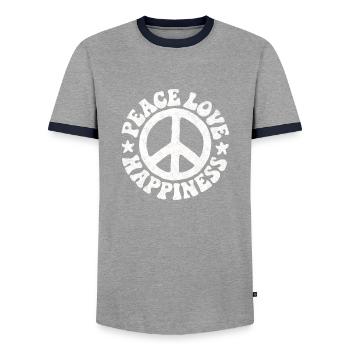 Friedenszeichen Friedenssymbol Hippie Geschenk - Männer Kontrast-T-Shirt - Grau/Navy  - Vorne - AI Model Female 172 light (172cm) & AI Model Male 178 light (178cm)