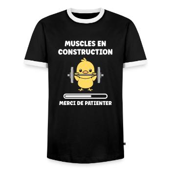 Animaux Humour musculation - T-shirt contrasté Homme - noir/blanc - Devant - AI Model Female 172 light (172cm) & AI Model Male 178 light (178cm)