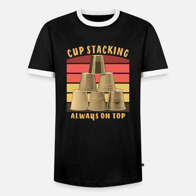 CUP STACKING ALWAYS ON TOP - Men's Ringer Shirt - black/white