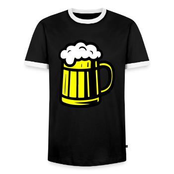 Chope à bière en verre à bière - T-shirt contrasté Homme - noir/blanc - Devant - AI Model Female 172 light (172cm) & AI Model Male 178 light (178cm)