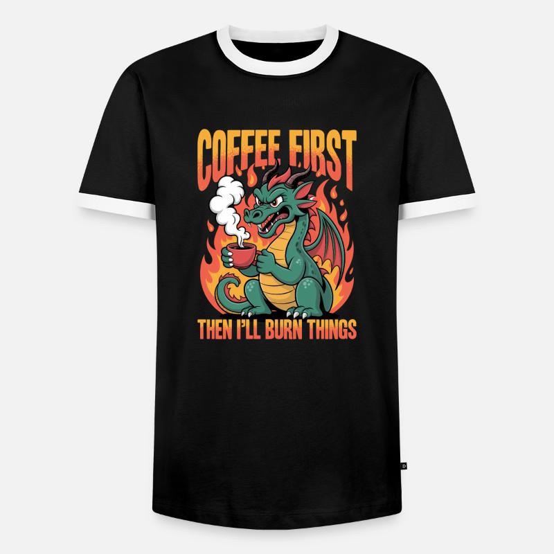 Dragon Coffee Mythical Creatures - Männer Kontrast-T-Shirt - Schwarz/Weiß