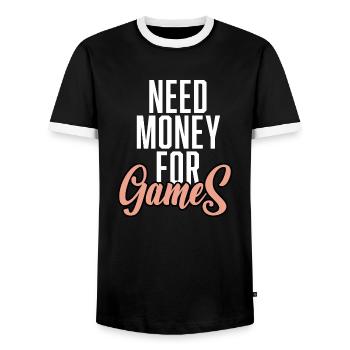 Need Money For Games - Men's Ringer Shirt - black/white - Front - AI Model Female 172 light (172cm) & AI Model Male 178 light (178cm)