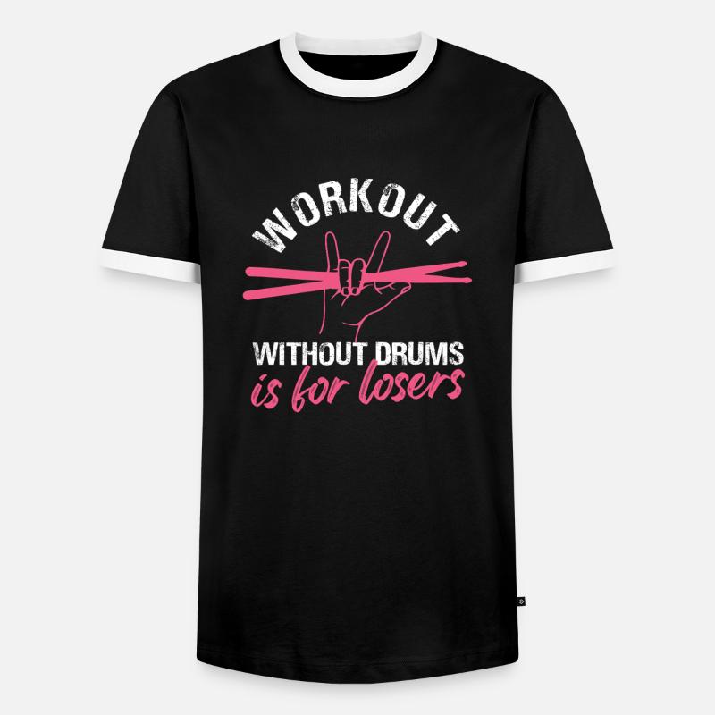 Bold Workout Drumming Design - Men's Ringer Shirt - black/white