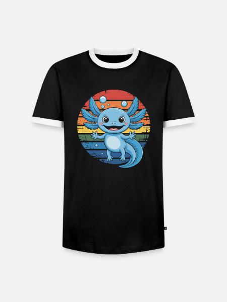 Axolotl Amphibie - Männer Kontrast-T-Shirt - Schwarz/Weiß